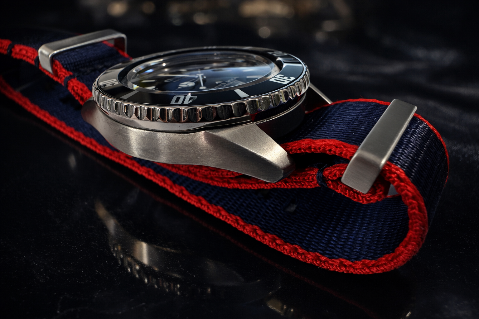 Bracelet de Montre NATO Nylon Pepsi Rouge – Bleu - Boucle Satin - Homme