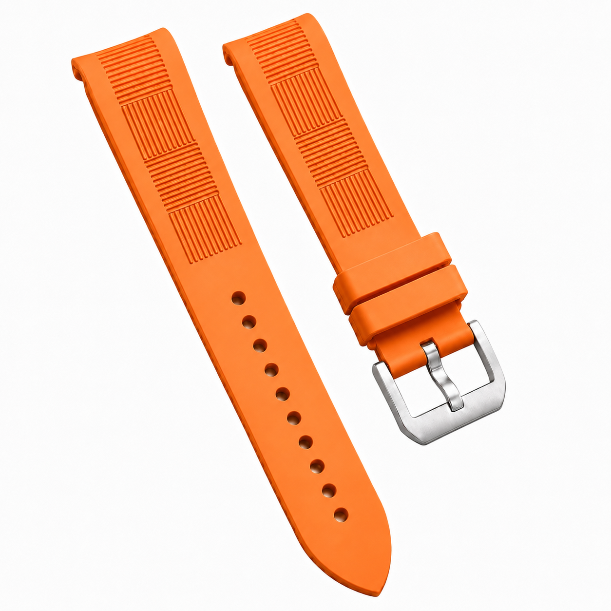 FKM Rubber Watch Strap - Checkered Pattern / Curved - Universal