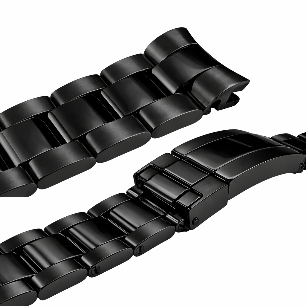 20mm Black Watch Bracelet for Rolex Oyster solid / curved - mirror polished / brushed