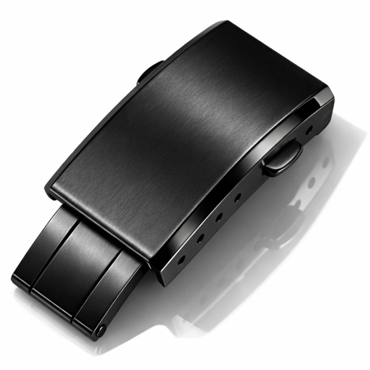 Schwarze Faltschließe Uhrenarmband CTS - Schmetterlingsverschluss - Gebürsteter/Spiegelpolierter Edelstahl – Armbandstärke ≤ 5,3mm - 4 Löcher - 1 Stk.