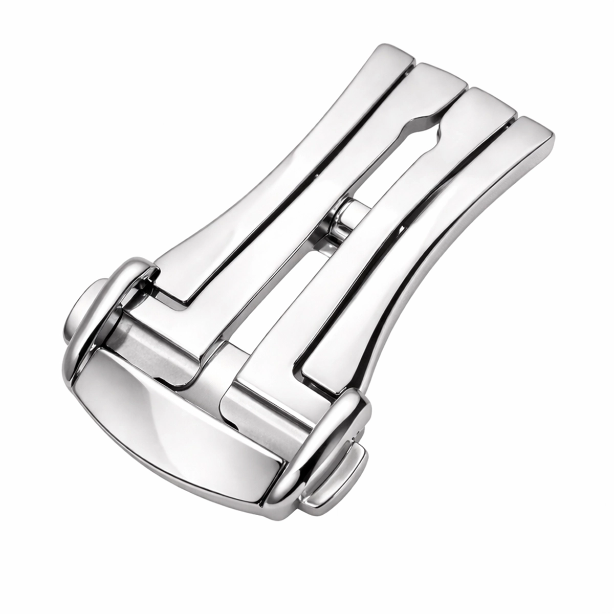 Deployant Clasp for Watch Strap - Mirror Polished Steel - Compatible with Straps up to 3mm Thick - 1 Pc