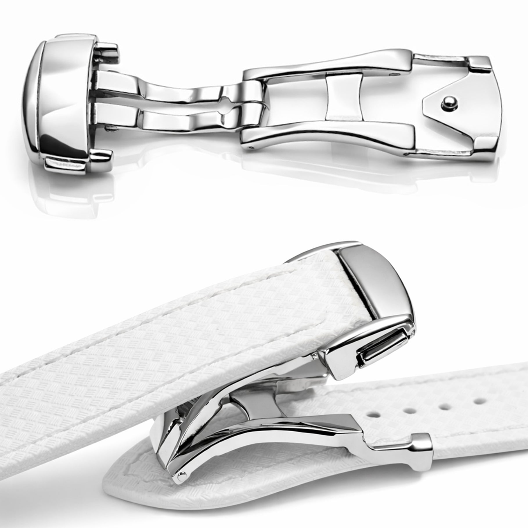 Boucle Déployante avec Ardillon Bracelet Montre à Trous – Acier Inox Poli Miroir – Épaisseur Bracelet ≤ 3,0mm – 1 Pc