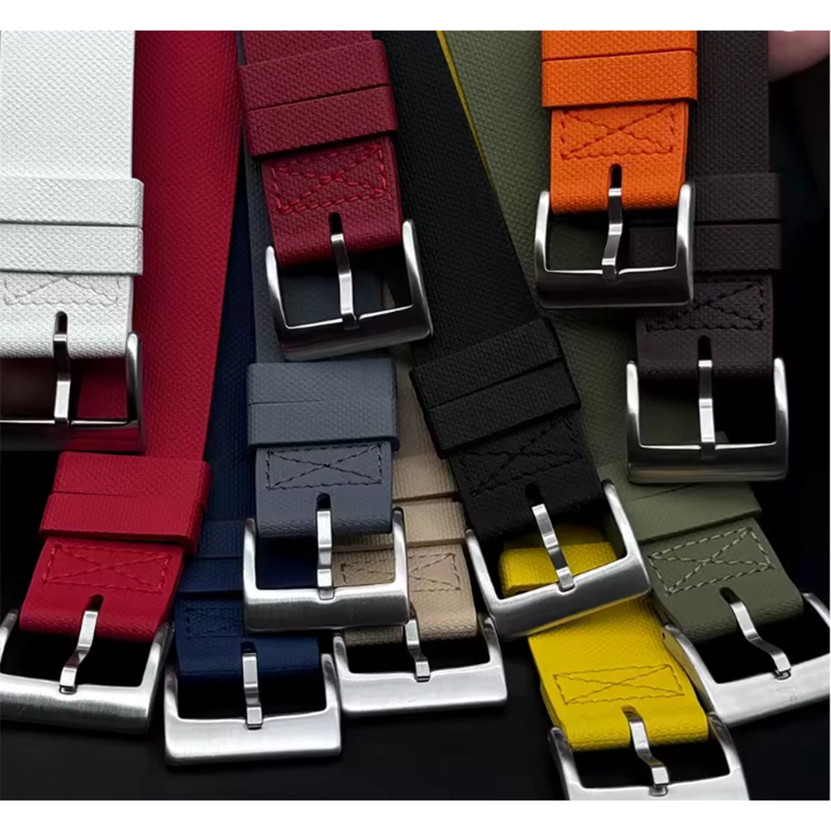 Bracelet montre Nato Orange en caoutchouc Aero Premium - 24,5cm