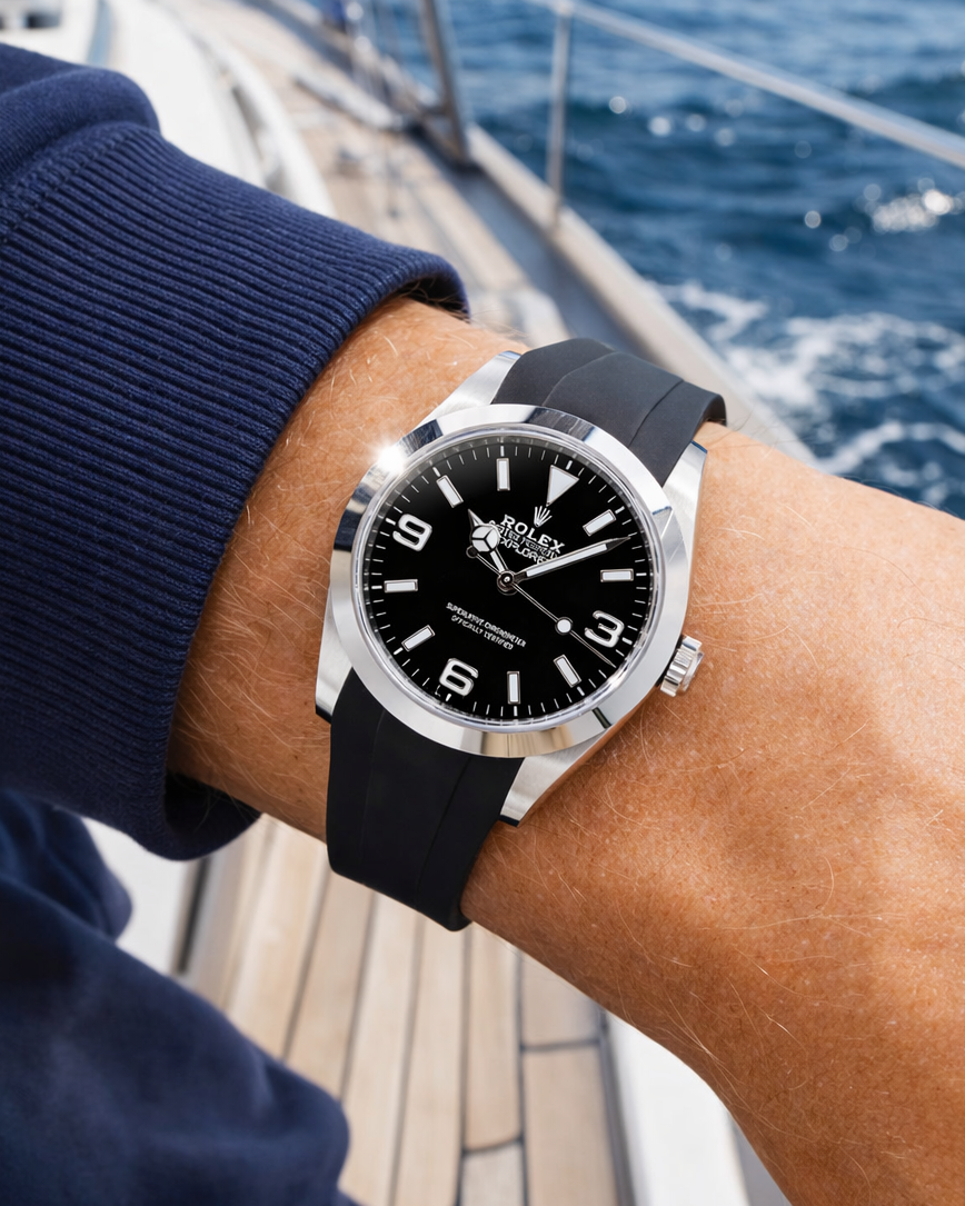 FKM-Kautschukarmband, kompatibel mit Rolex Explorer 214270