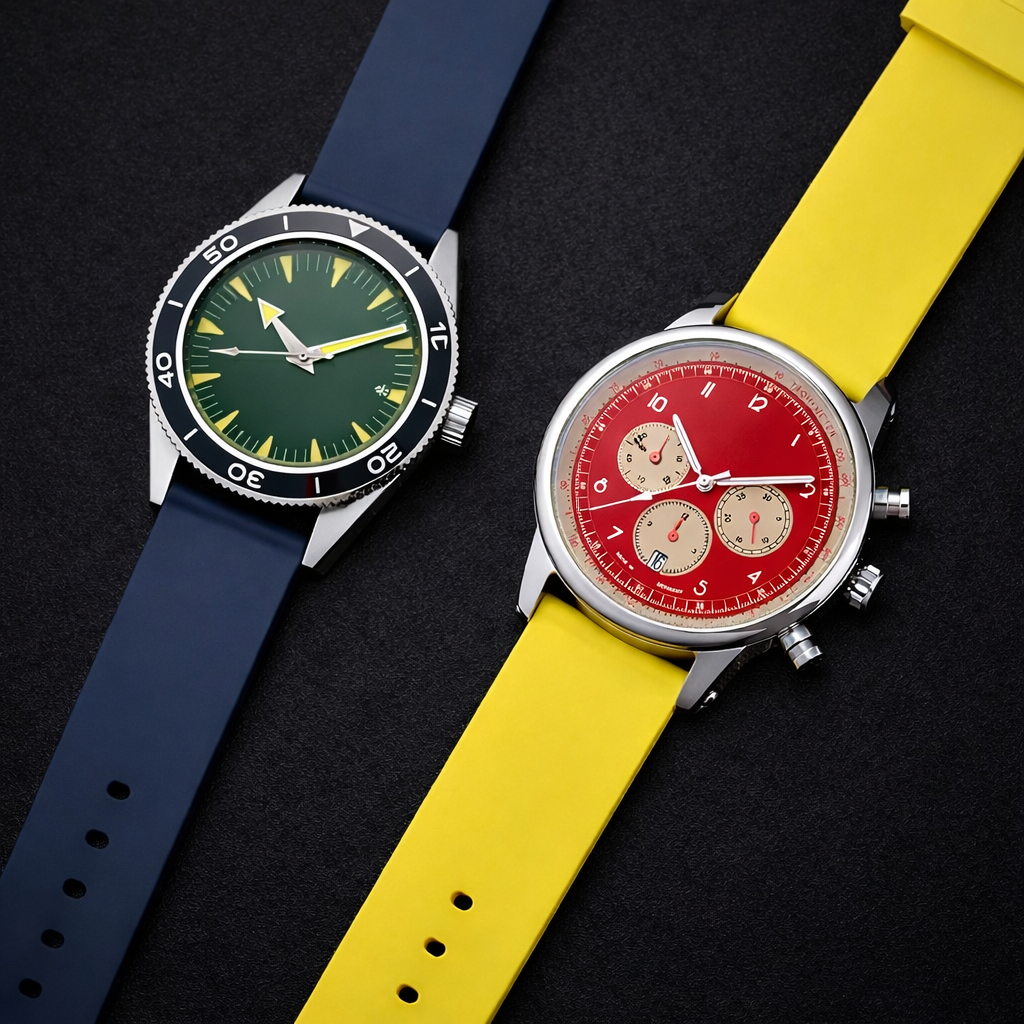 Smooth FKM Rubber Watch Strap - Quick Release - Universal