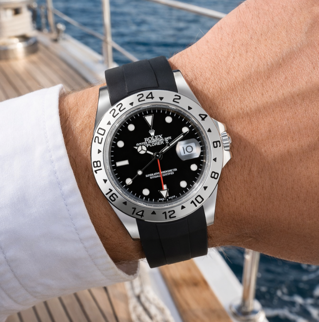 Watch Strap for Oyster / Black Bay in Vulcanized FKM Rubber / Curved - Pin Buckle