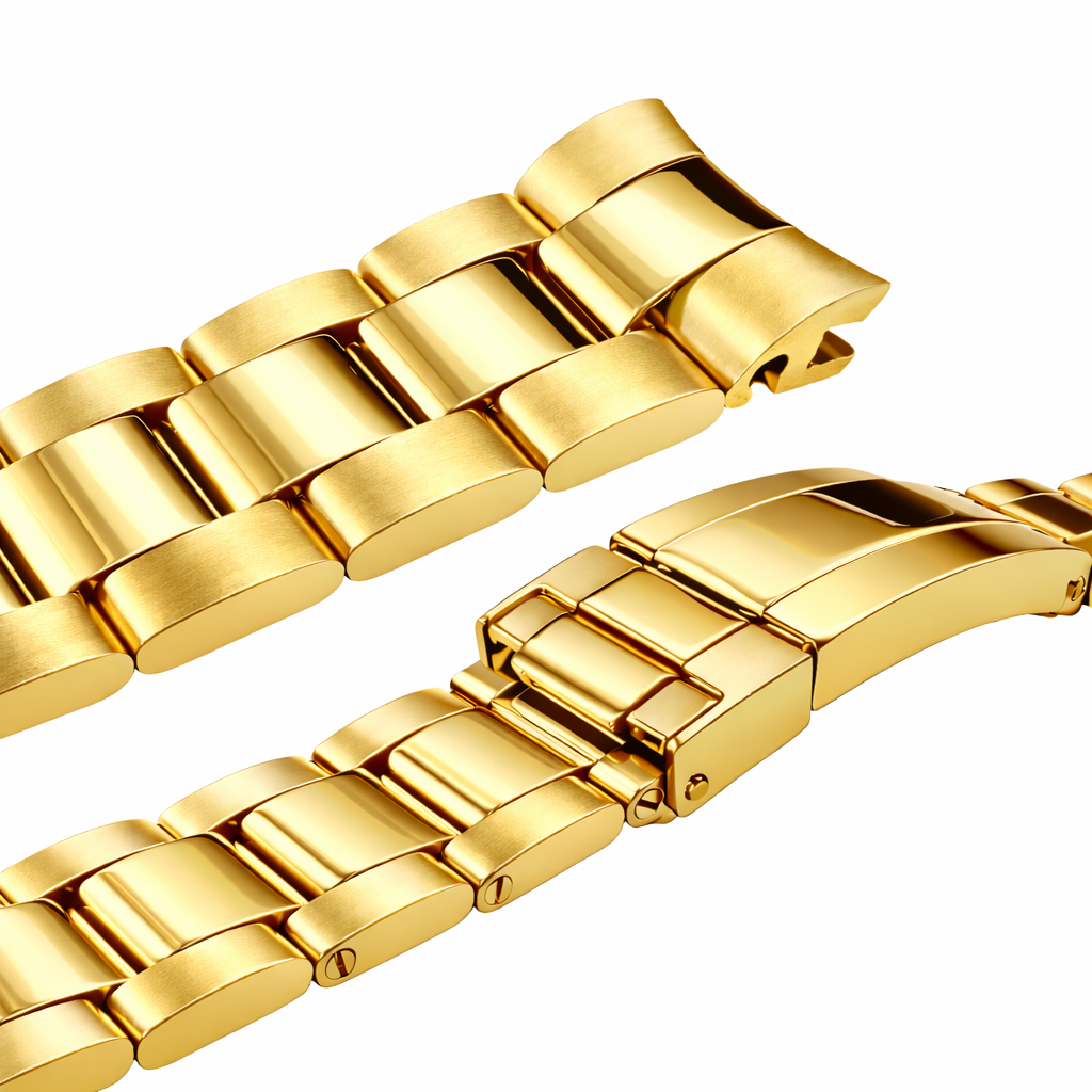Steel Gold 20mm Watch Bracelet for Rolex Oyster solid / curved - mirror polished / brushed
