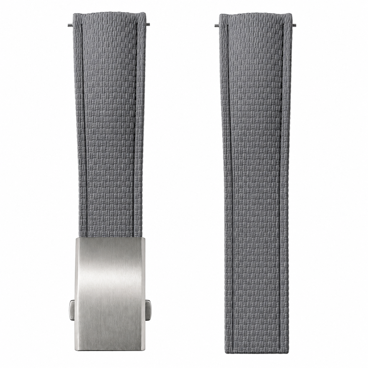 FKM-Kautschuk-Uhrenarmband - Segeltuch-Textur / Gebogen & Schnellwechsel / CTS - Faltschließe