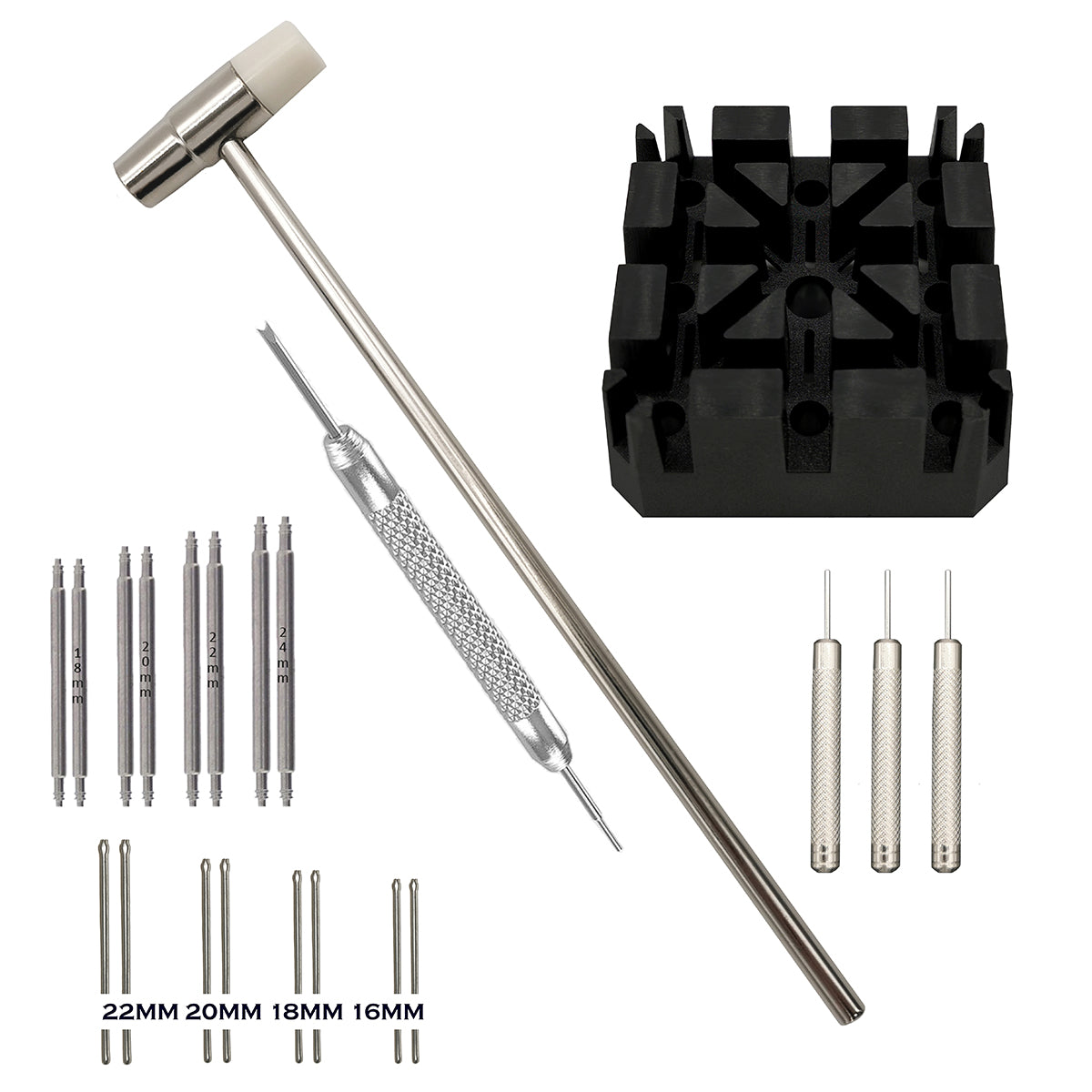 Set – Werkzeuge zum Anpassen der Größe eines Uhrenarmbands (Glieder) – Federstege