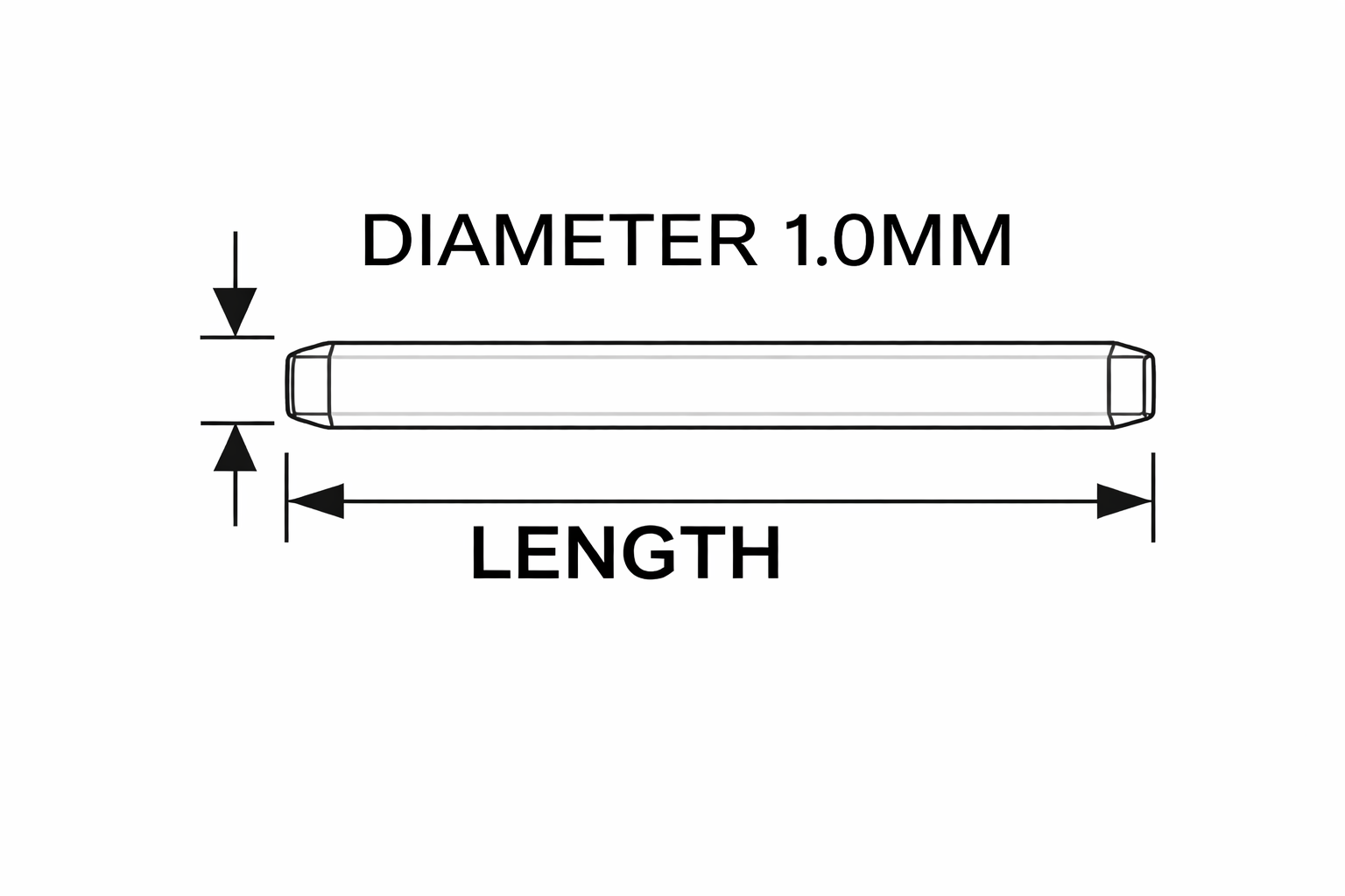 Goupille Ø 1,0mm - Barrette Ronde Pleine pour Bracelet de montre - Inox 316L - 2 Pcs