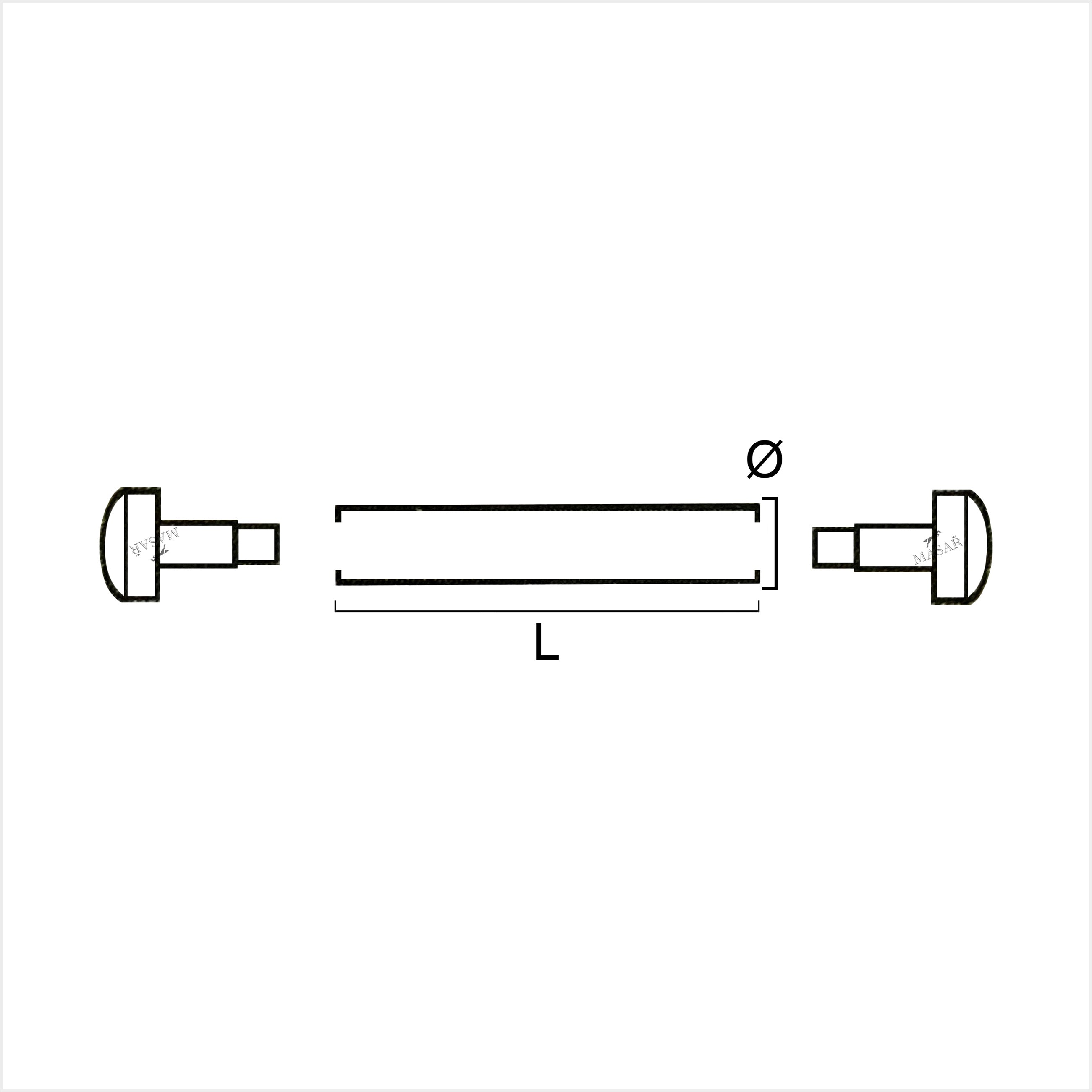 Barres à Rivet - 22mm à 36mm Ø 1,8mm - Tête H Ø 3,9mm - Fixation pour bracelet de montre - 2 Pcs