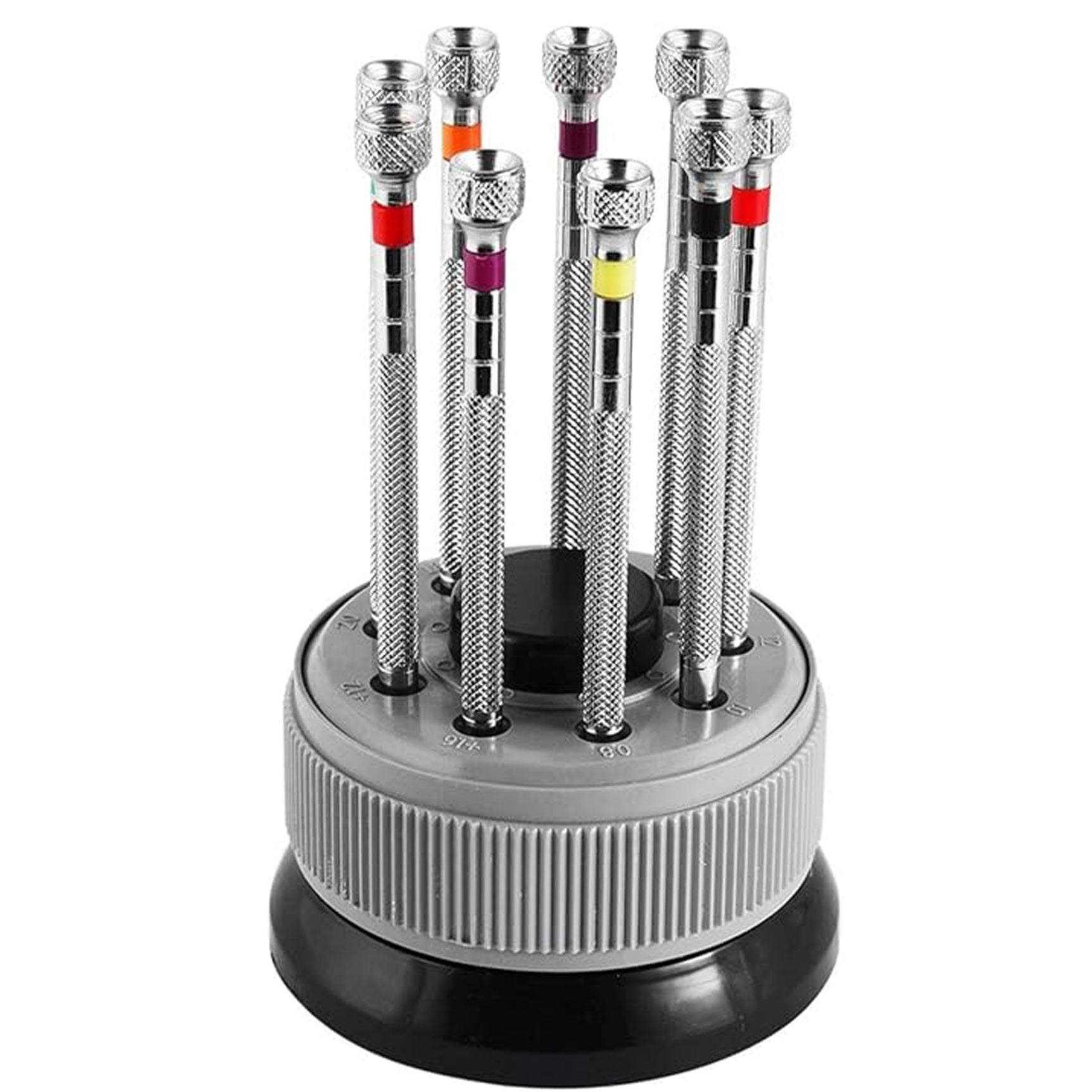 Kit - 9 tournevis plat - avec support rotatif pour Montre – Horloger - Lames de rechange incluses