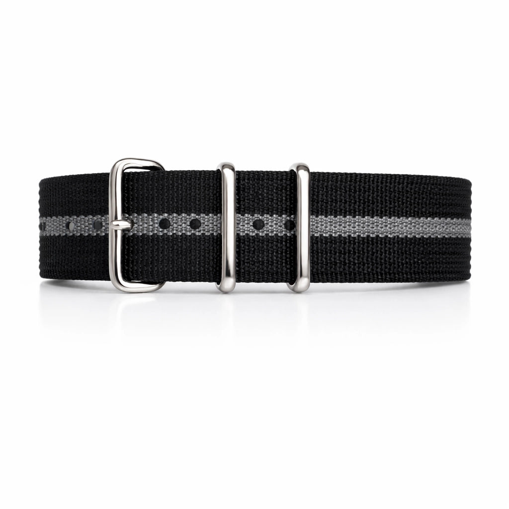 Nato Noir / 1 bande Grise - Tissu Nylon