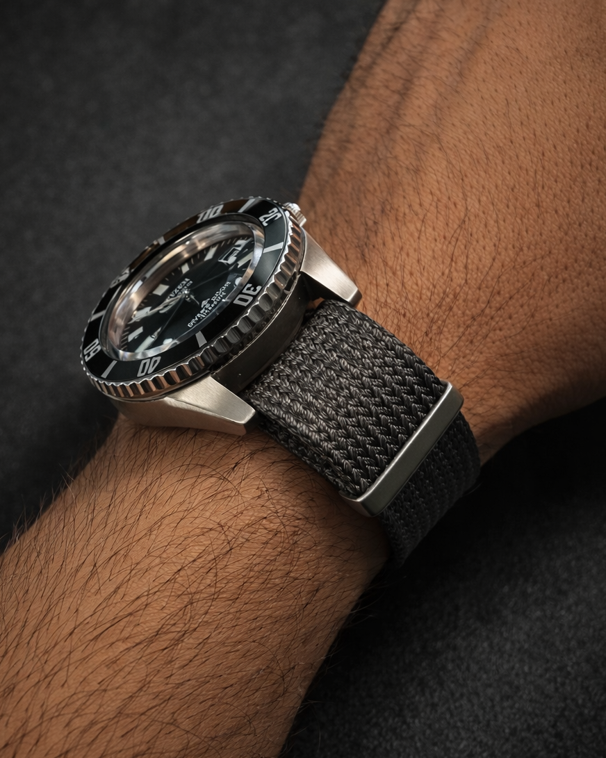 Nato-Armband Braun (Sand) – Geflochtenes Nylon 1,4mm – Seichu-Geflecht