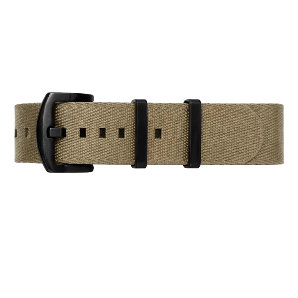 Khakifarbenes NATO-Uhrenarmband aus Nylon – Khaki / schwarze Schnalle – weich – Herren