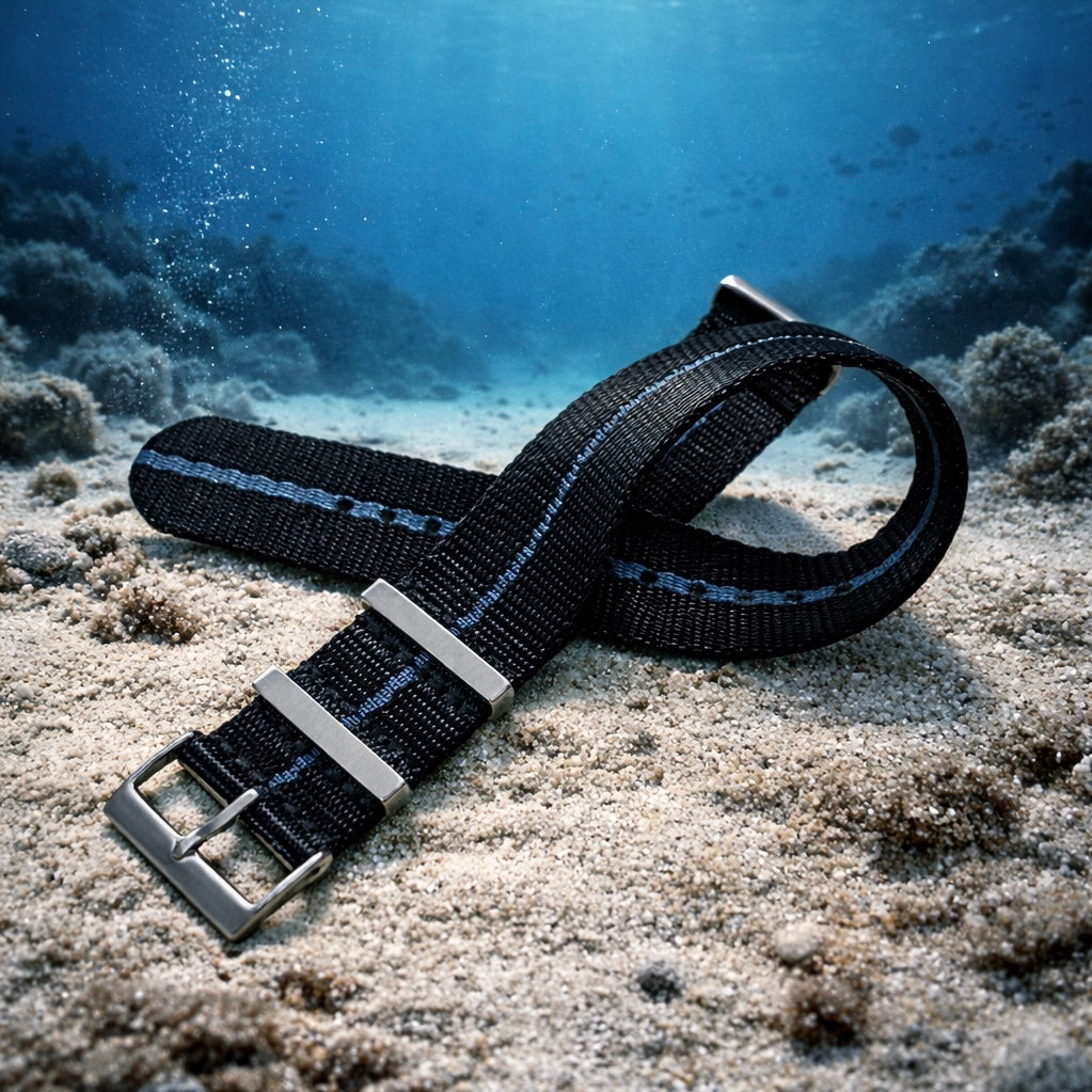 Black/Blue Nylon NATO Watch Strap - 1 Band