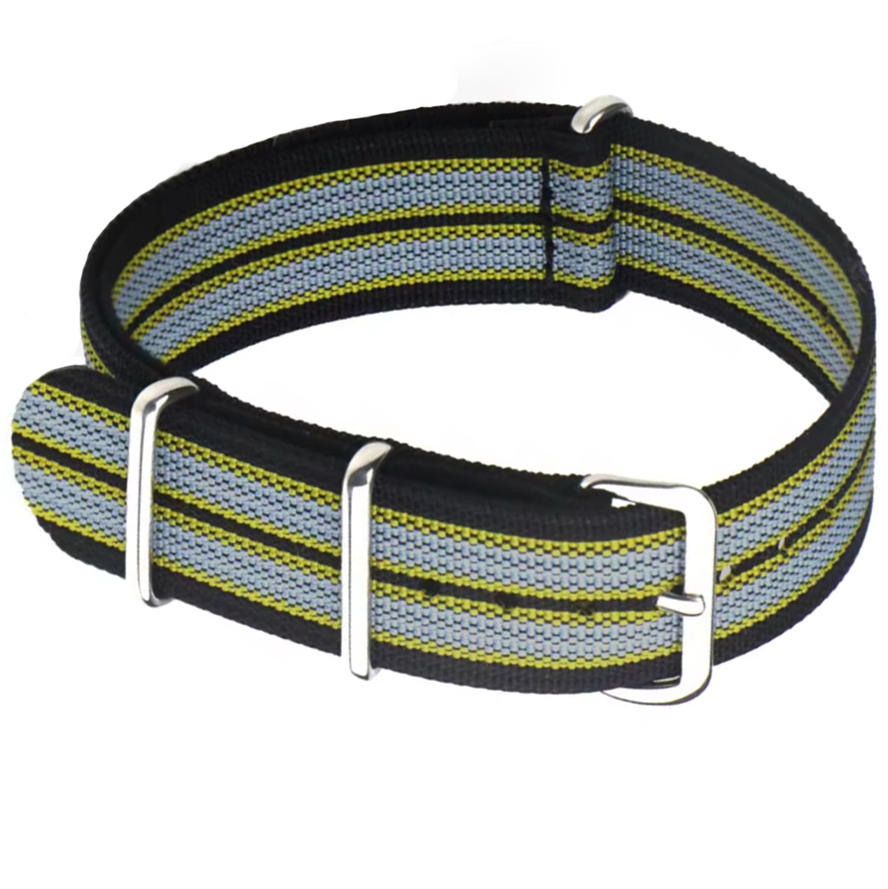 Bracelet de Montre Nato Noir Jaune Gris G10 Hybride Tissu Nylon & Silicone - James Bond - 18mm 20mm 22mm 24mm