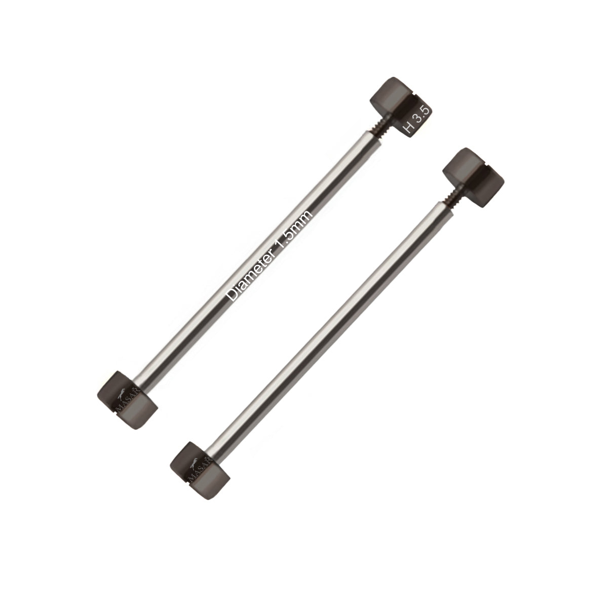 Barres à Vis -Fixation pour bracelet de montre- Diamètre 1,5mm, Tête plate H Ø 3,5mm - - Noir - 2 Pcs
