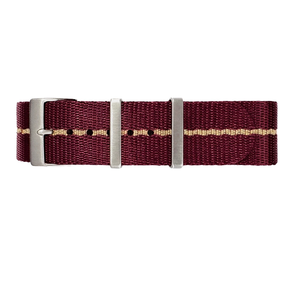 NATO-Uhrenarmband Bordeaux/Khaki (Sand) – Nylon 1-Band
