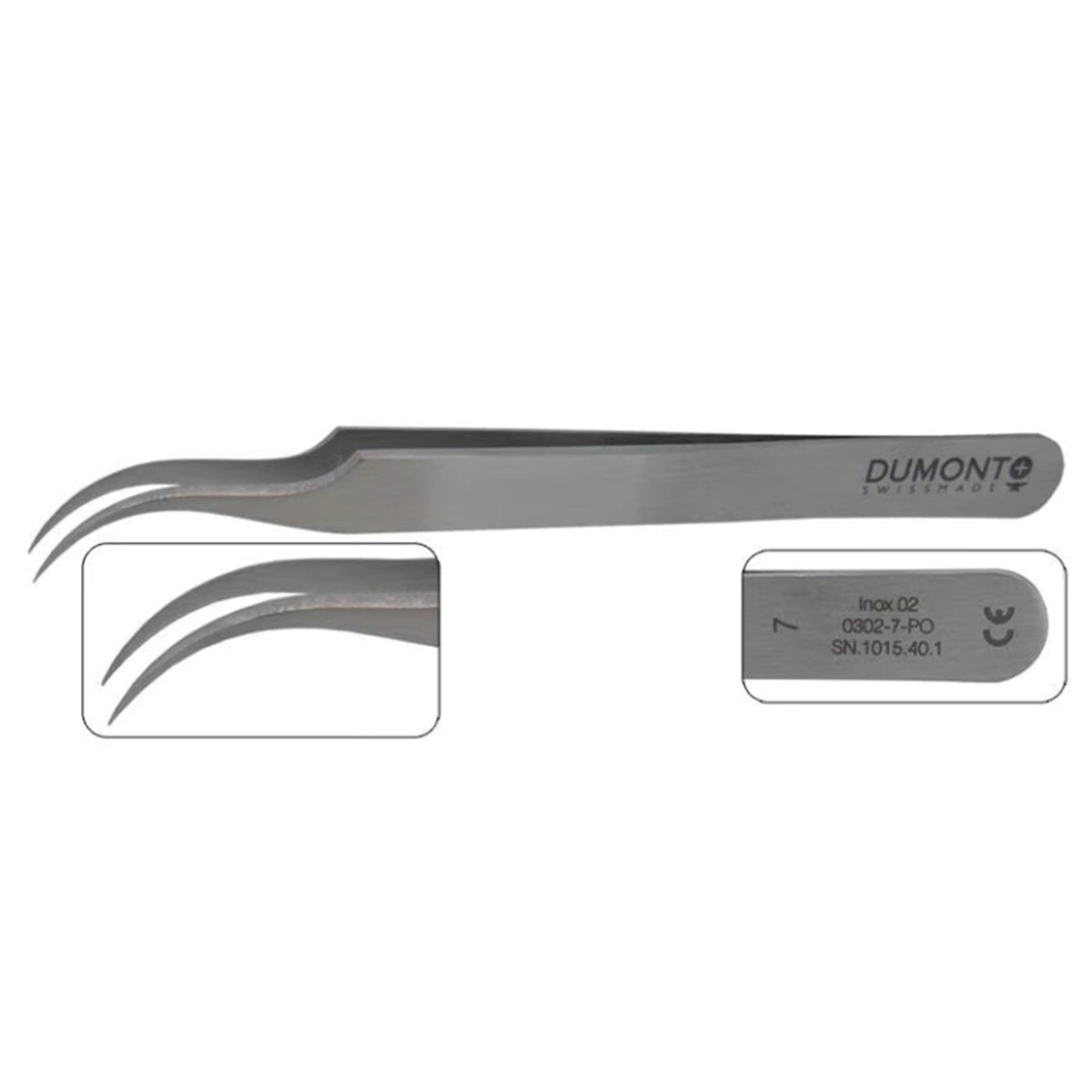 Dumont Schweizer Zange - Hi-Tec Edelstahl - Fein gebogene Spitzen - 1 Stück