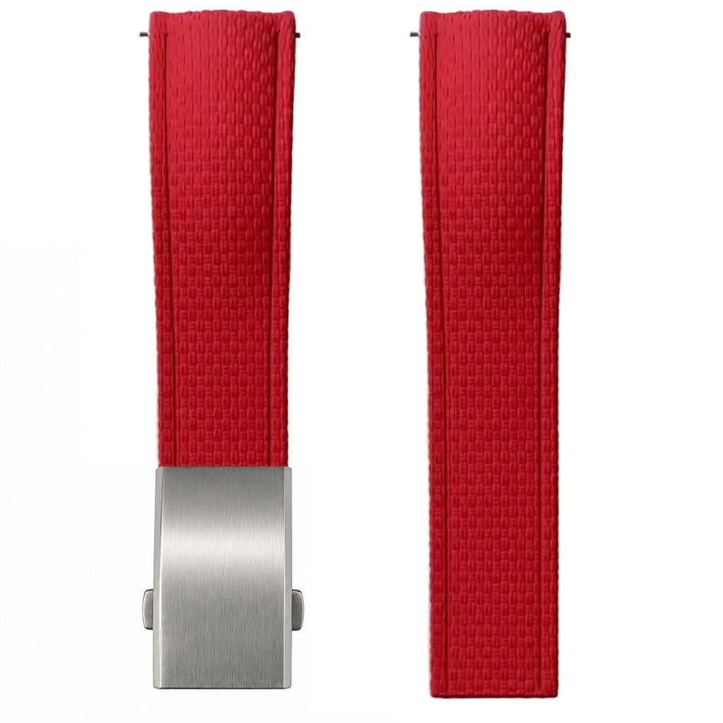 Bracelet Montre Caoutchouc FKM - Compatible avec Seiko - Texture SAILCLOTH / Incurvé & Rapide / CTS - Boucle Déployante