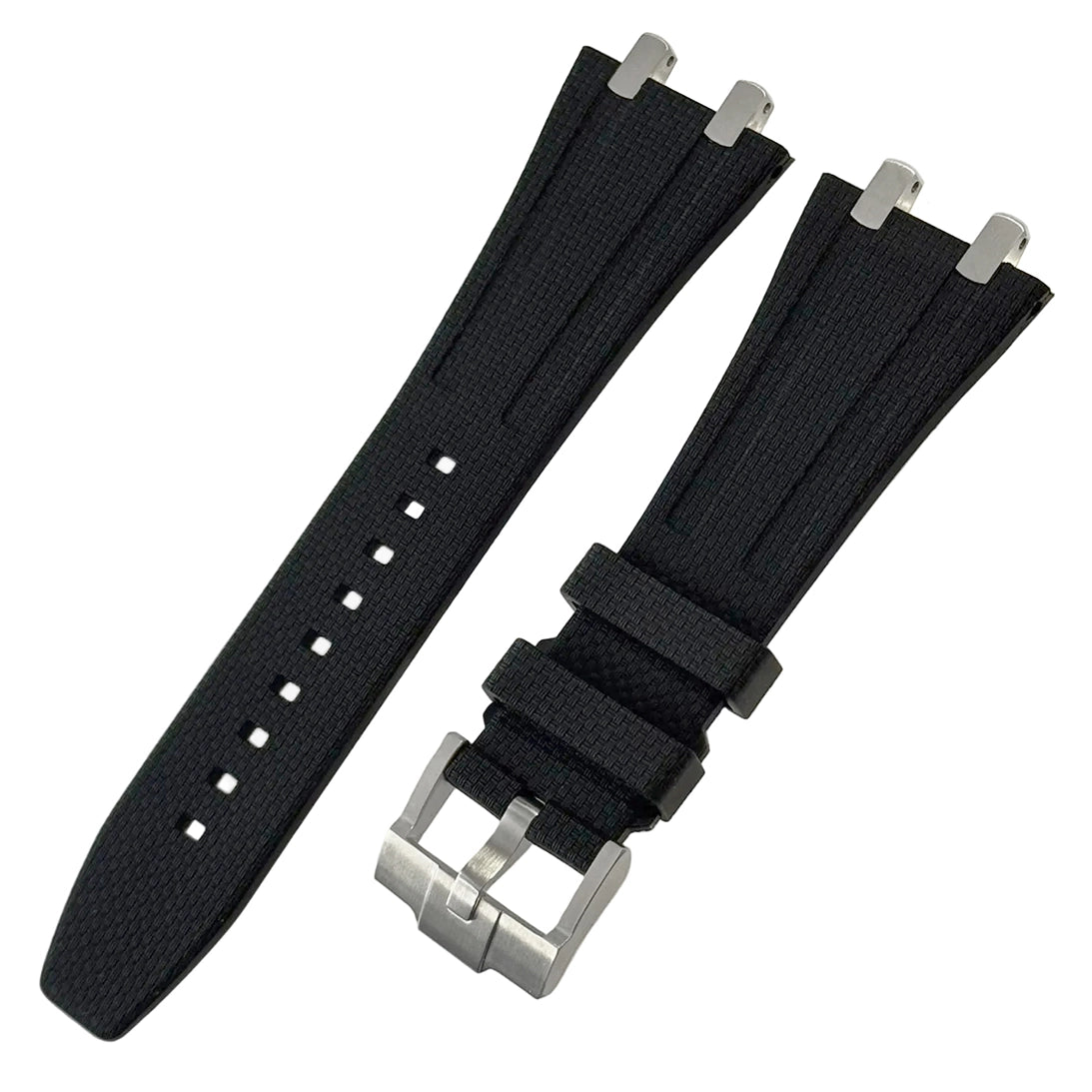 Bracelet en Caoutchouc FKM Compatible avec AP Royal Oak 15400, 15500, 15510, 26331, 26239 et 26240 - Boucle Ardillon