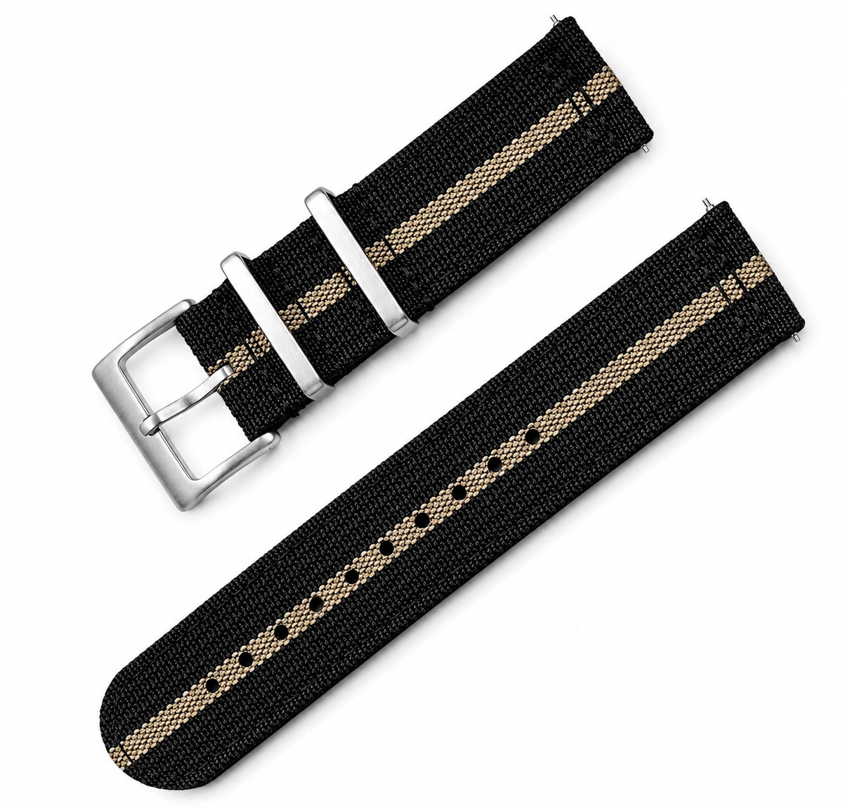 Armbanduhr Schwarz / Khaki - Hybrid Nylon / Silikon Double 2,8mm - Schnell - Universal
