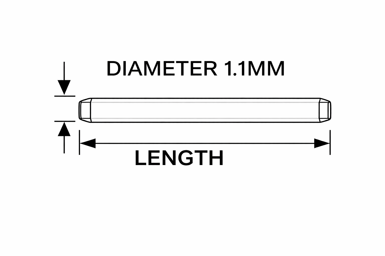 Goupille Ø 1,1mm - Barrette Ronde Pleine pour Bracelet de montre - Inox 316L - 2 Pcs