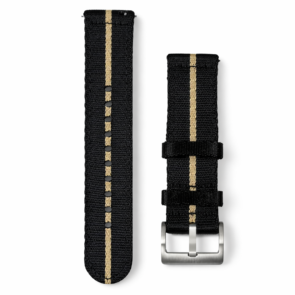 Black/khaki nylon watch strap - Fast - Universal