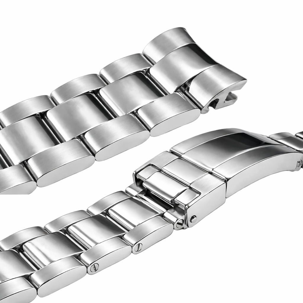 20mm Silver Watch Bracelet for Rolex Oyster Solid / Curved - Mirror Polished / Brushed