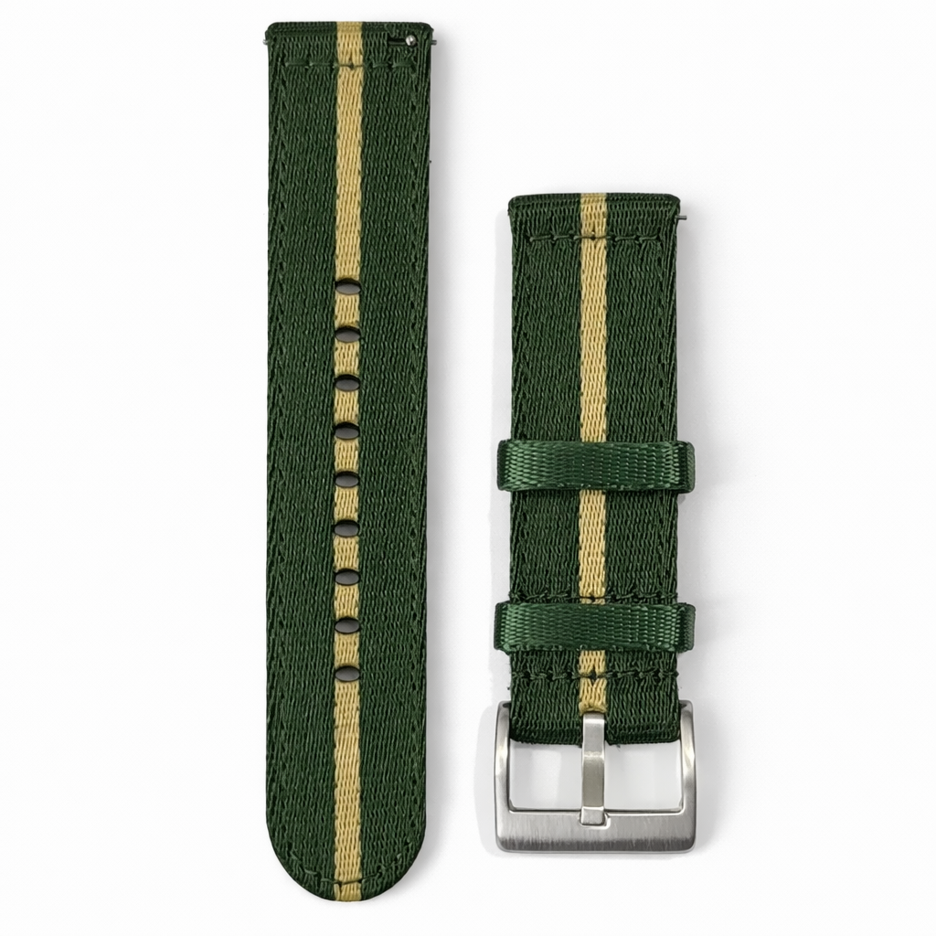 British Racing Green/Khaki Nylon Watch Strap - Fast - Universal