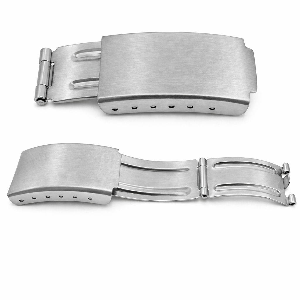 Vintage Brushed Steel Deployant Clasp - Watch Strap - 1 Pc