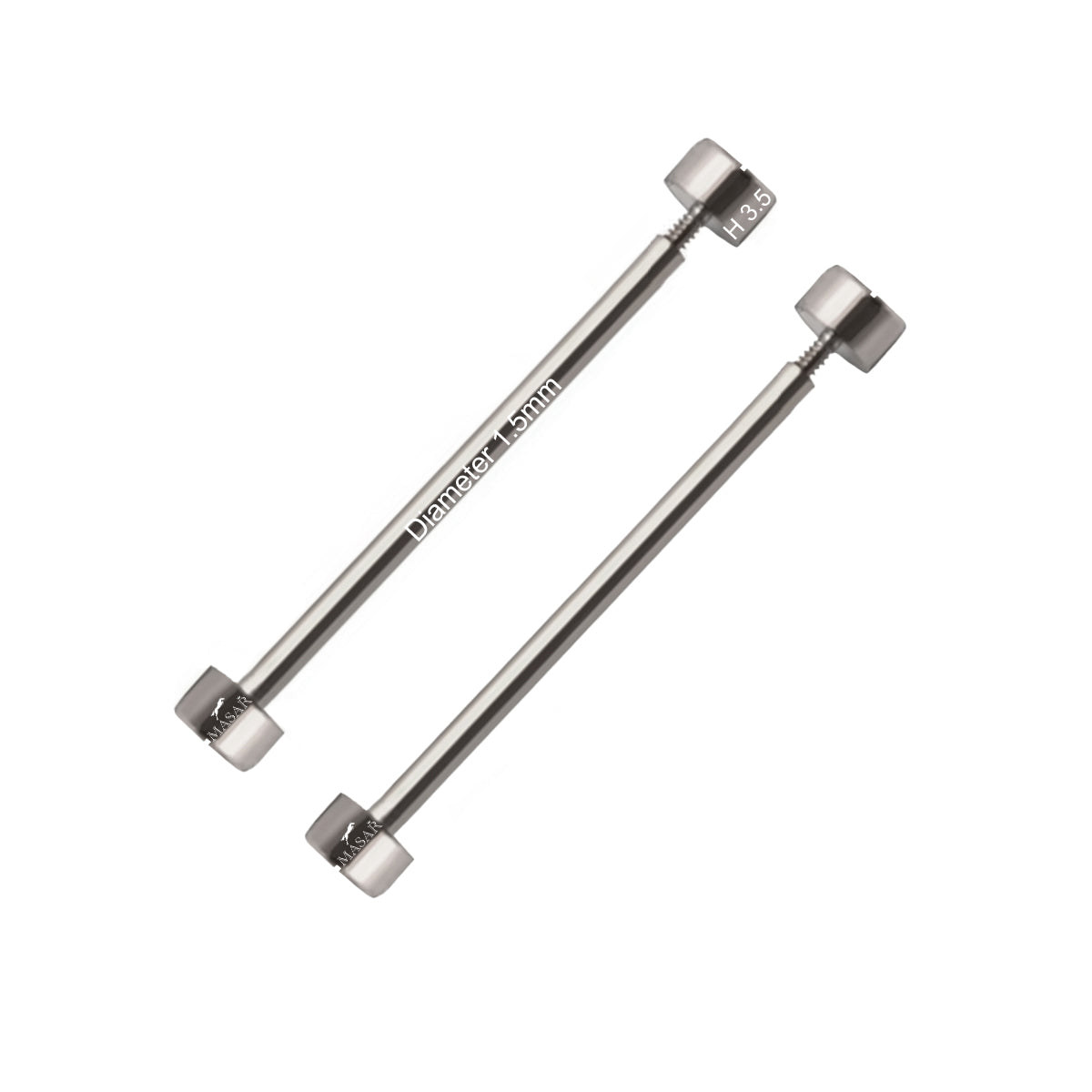 Screw Bars - Watch Strap Fastener - Diameter 1.5mm - Flat Head H Ø 3.5mm - Silver - 2 Pcs