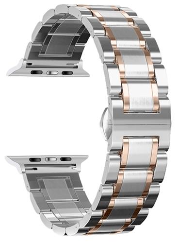6 Farben – Uhrenarmband – Kompatibel mit Apple Watch – 3-reihige Edelstahlglieder