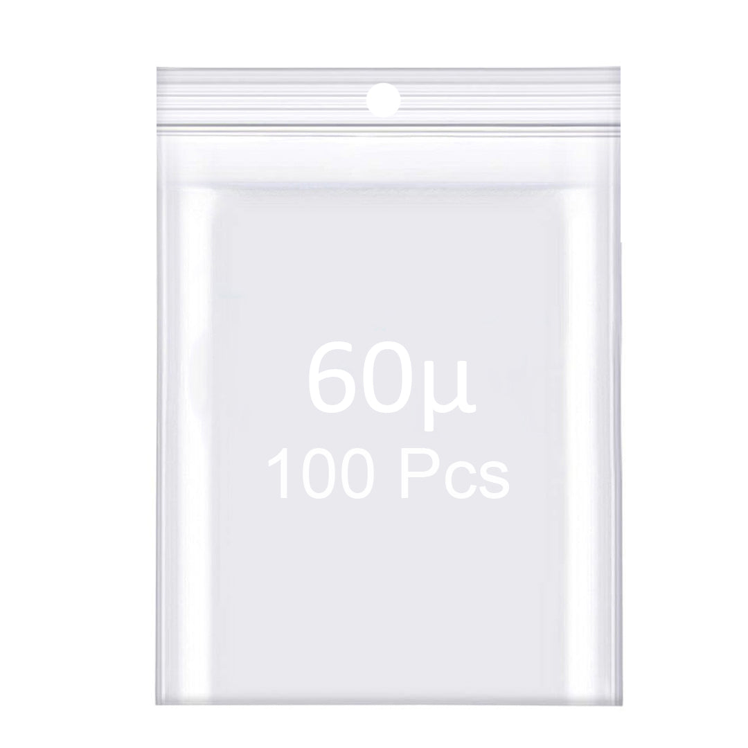 60µ Zip Bag – Transparent (Pack of 50, 100, or 1000 Pcs)