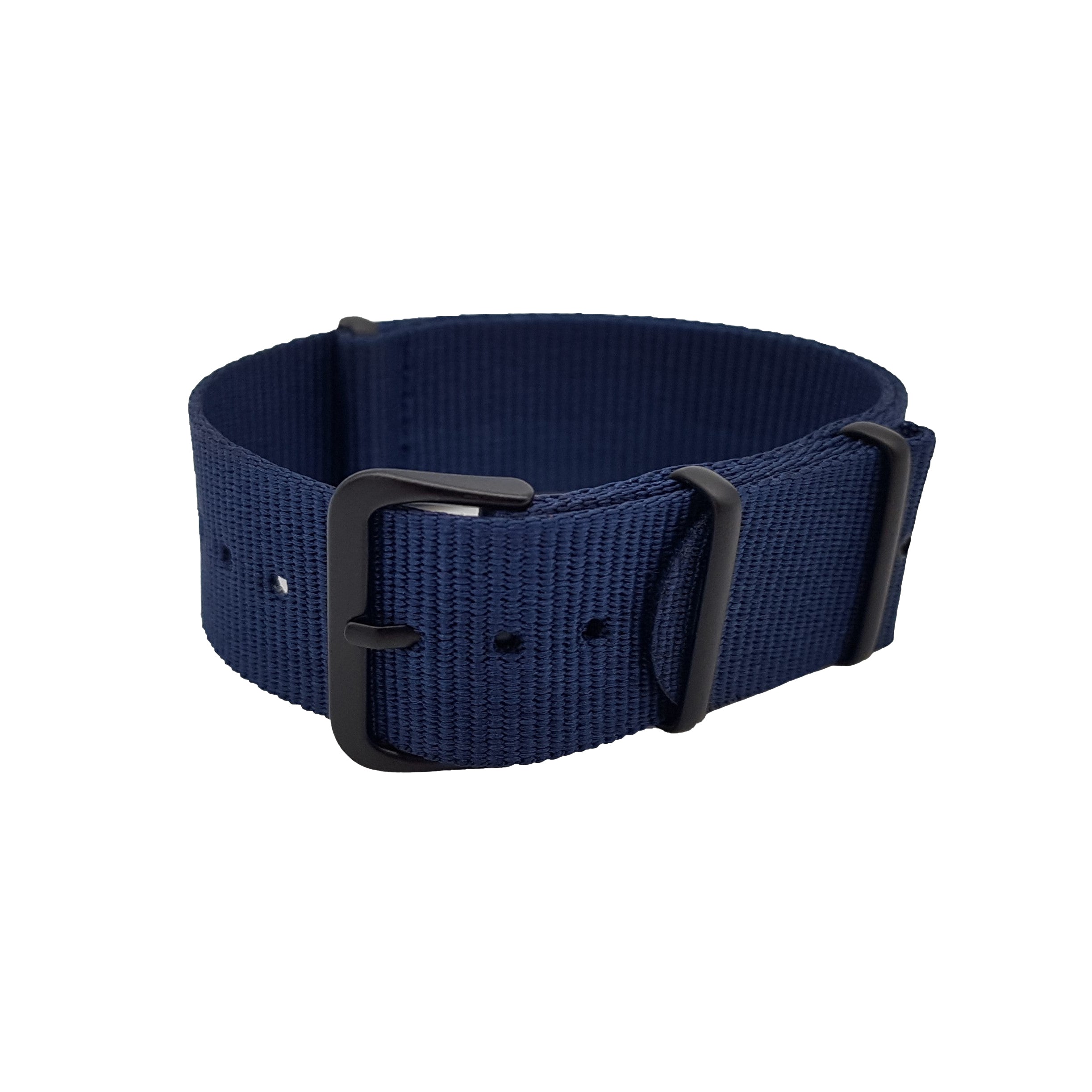 Dark Navy Blue Nylon NATO Watch Strap / Black Buckle - Soft - 1mm Thickness