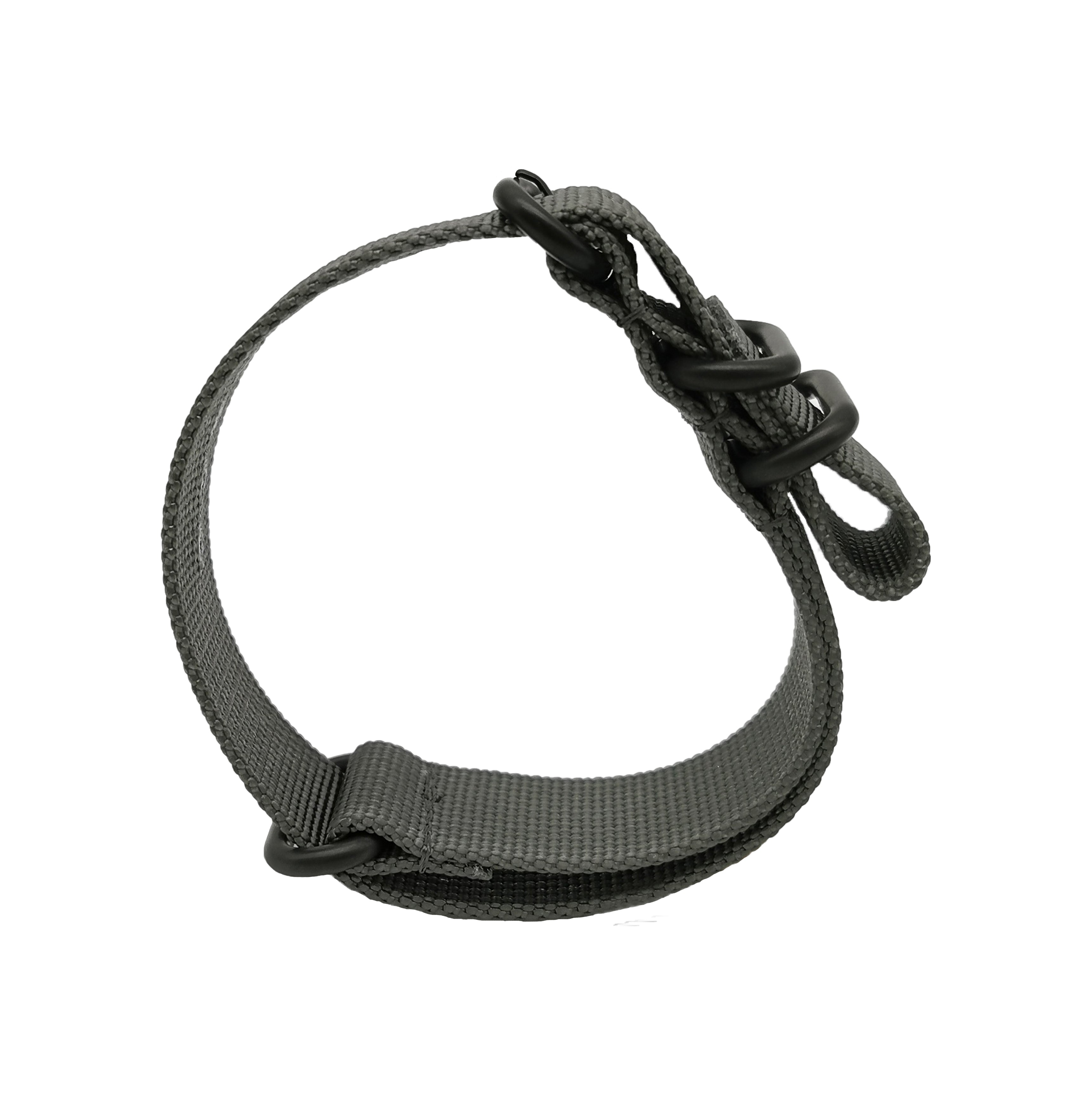 ZULU Uhrenarmband aus grauem Nylon – Schwarze Schließe – Herren – Stabil und dick (2 mm)