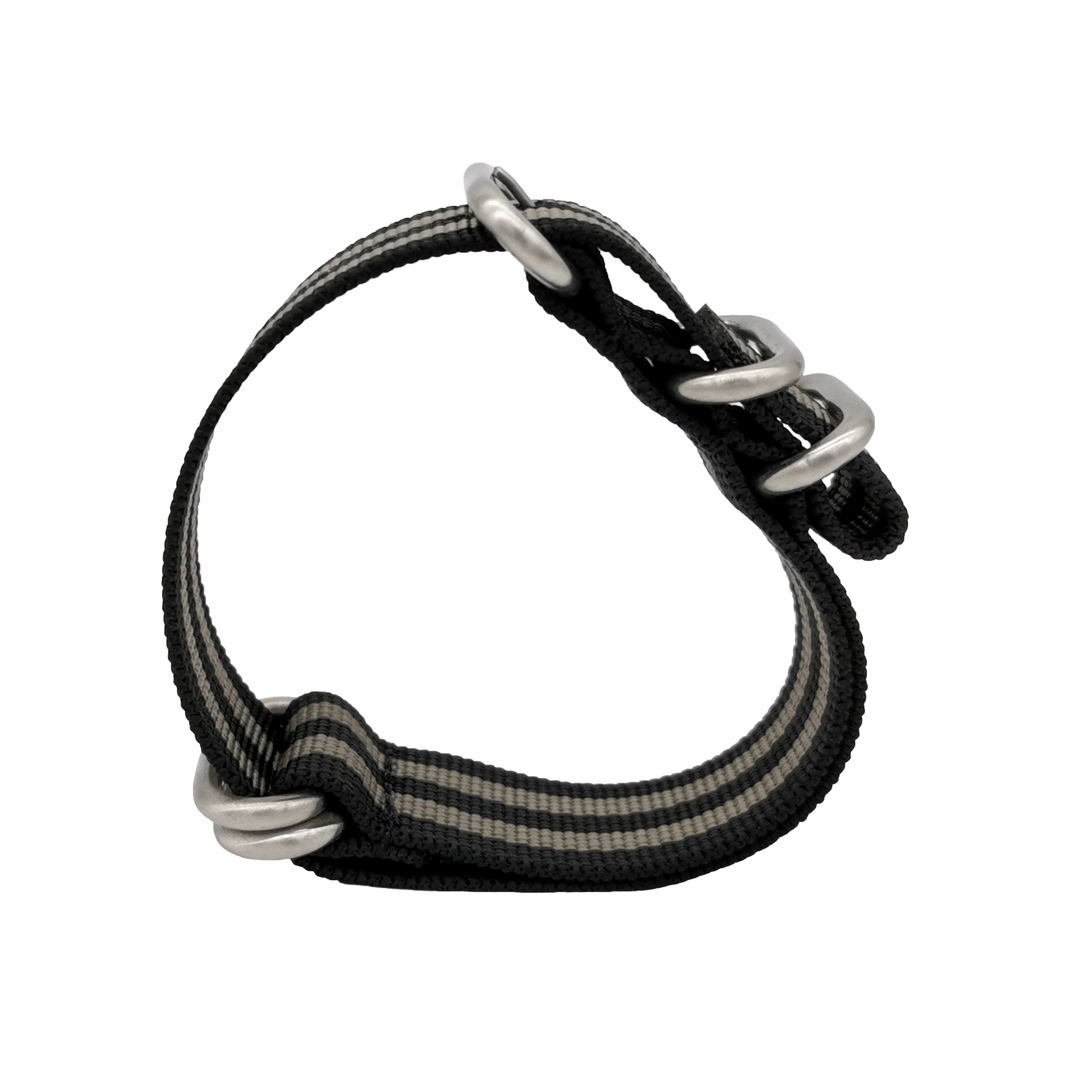 Bracelet Montre ZULU 22mm Nylon Noir-Gris - Boucle Noir - Homme - Raide et épais 2mm