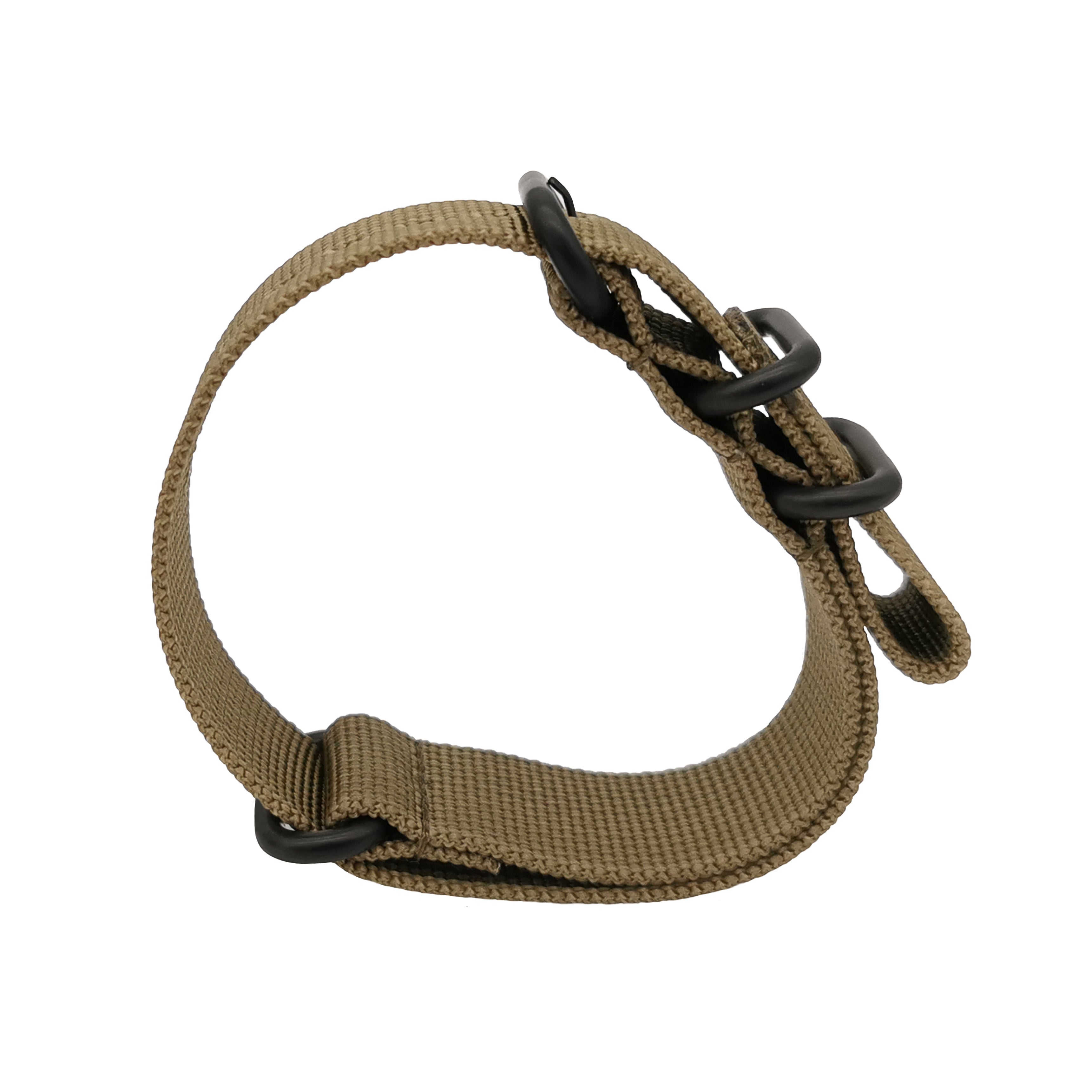 ZULU Herren-Uhrenarmband aus Nylon, Olivgrün – Schwarze Schließe – Steif und dick (2 mm)