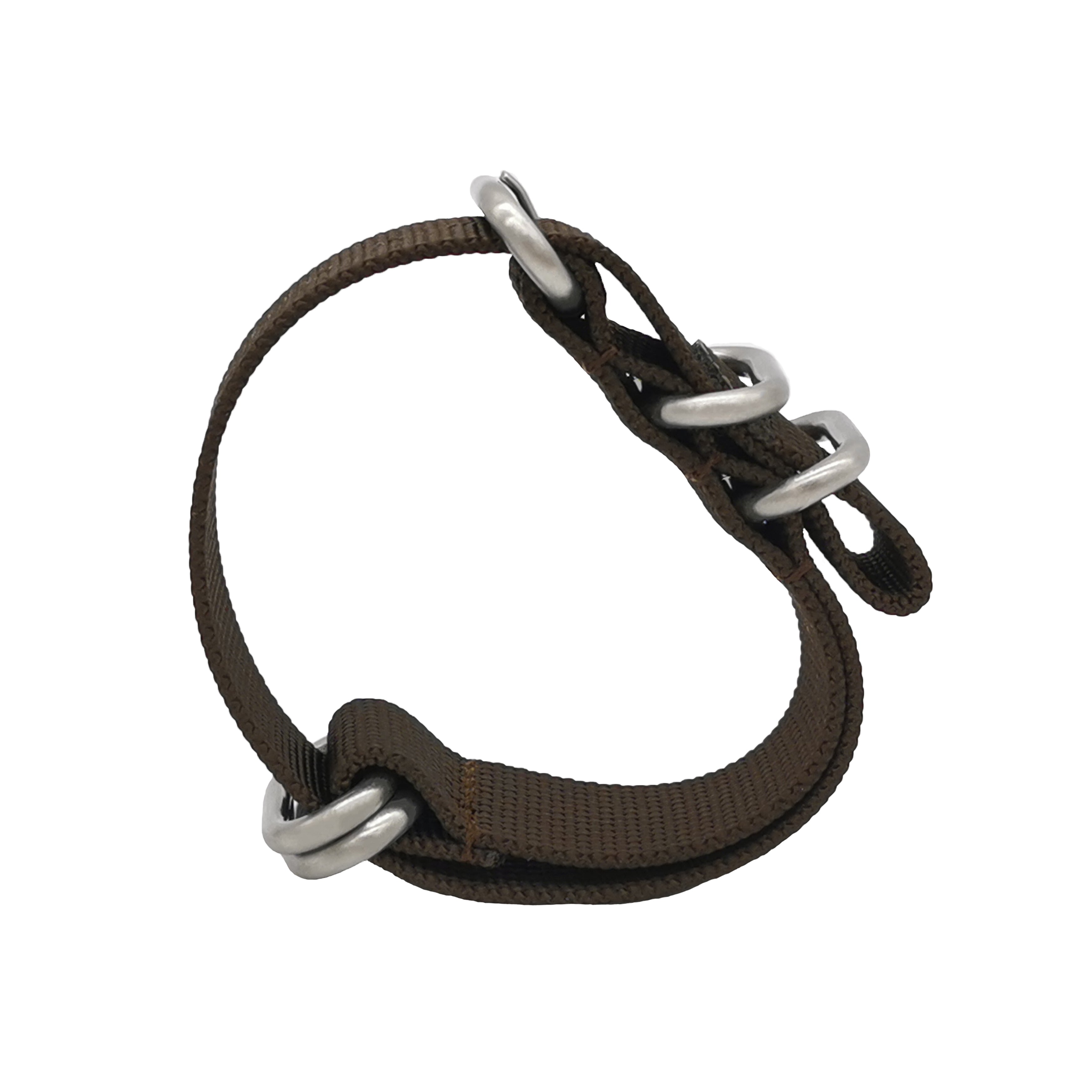 ZULU Bracelet Nato 20mm Nylon - Marron / Boucle Satin - Homme - Strap Raide et épais 2mm