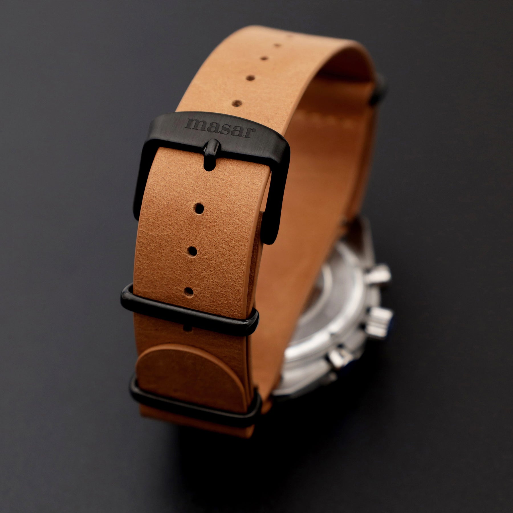 16 à 24mm Premium Bracelet de montre - NATO Cuir Véritable - Marron Clair Naturel - Boucle Noir