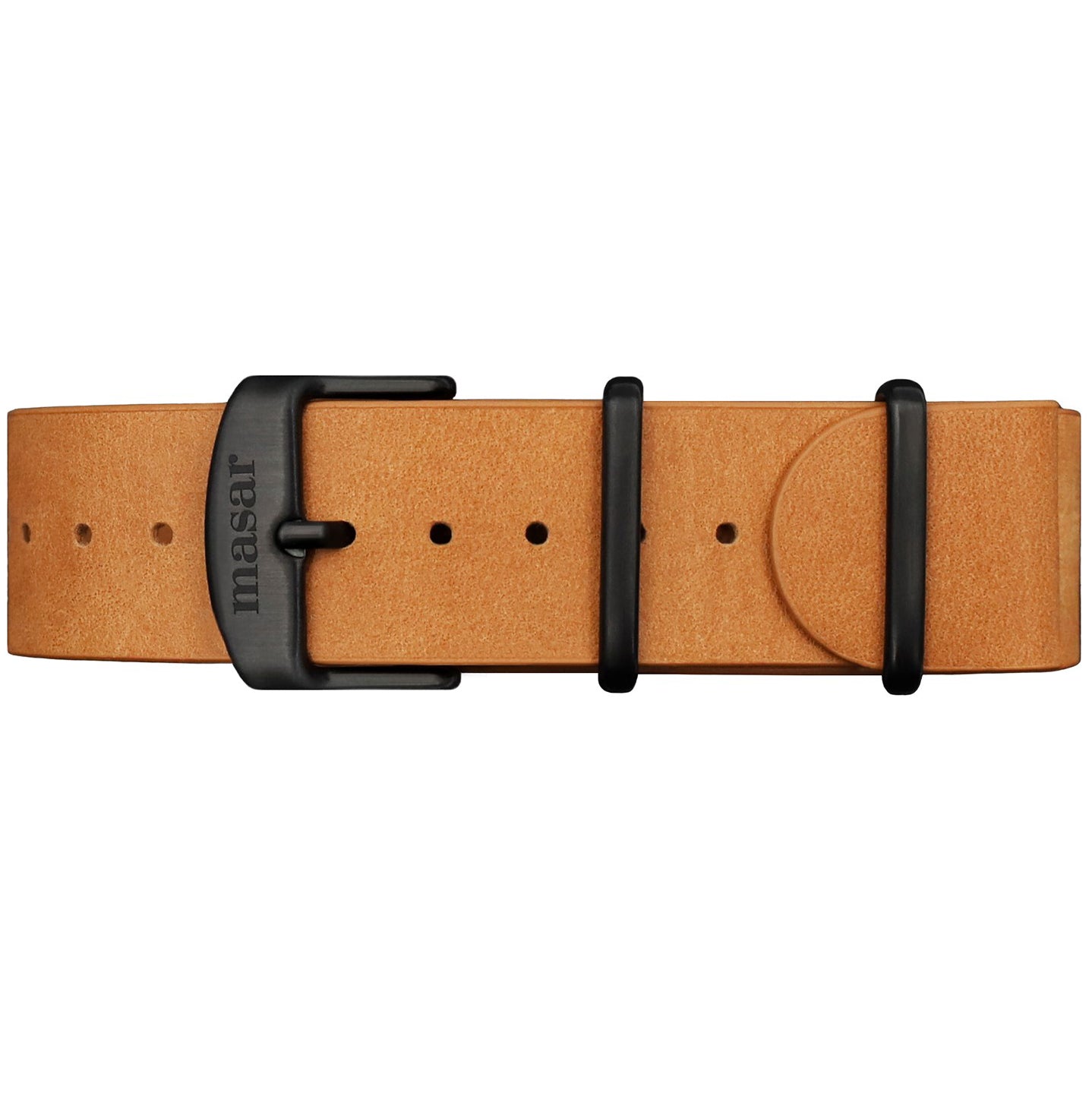 NATO en Cuir Véritable Marron Clair Naturel / Boucle Noir - Premium / Universel