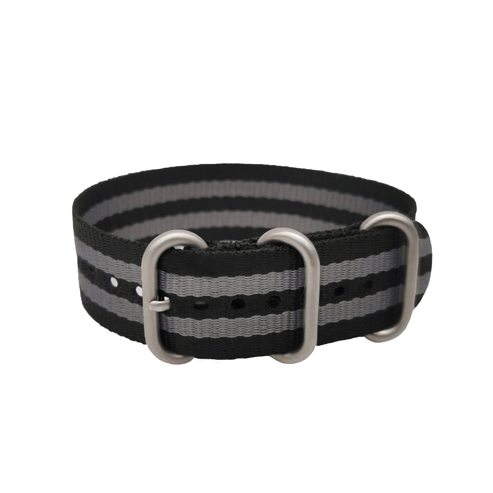 ZULU Nato Nylon Watch Strap Grey / Black / Satin Buckle - Special - Thin