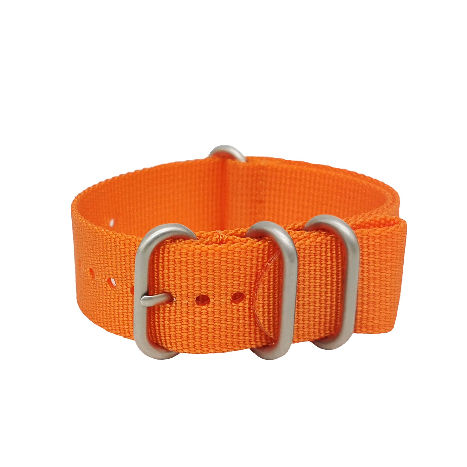 Bracelet de Montre ZULU Nato 18mm Nylon – Orange – Boucle Satin - Homme - Raide et épais 2mm