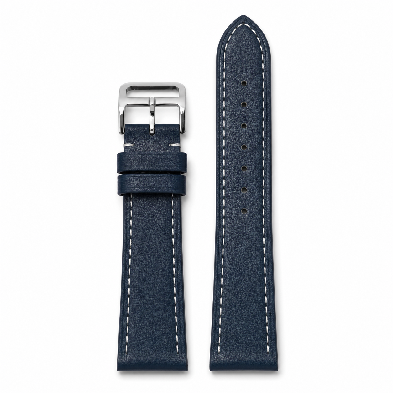 Uhrenarmband 19mm aus echtem Leder mit Ziernähten - Schnellwechsel