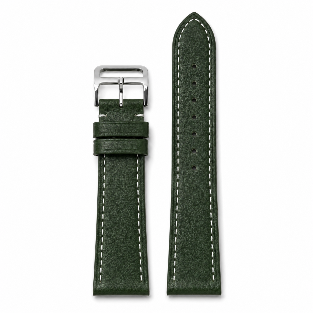 Uhrenarmband 19mm aus echtem Leder mit Ziernähten - Schnellwechsel