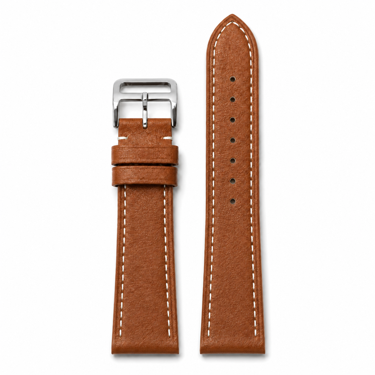 Uhrenarmband 19mm aus echtem Leder mit Ziernähten - Schnellwechsel