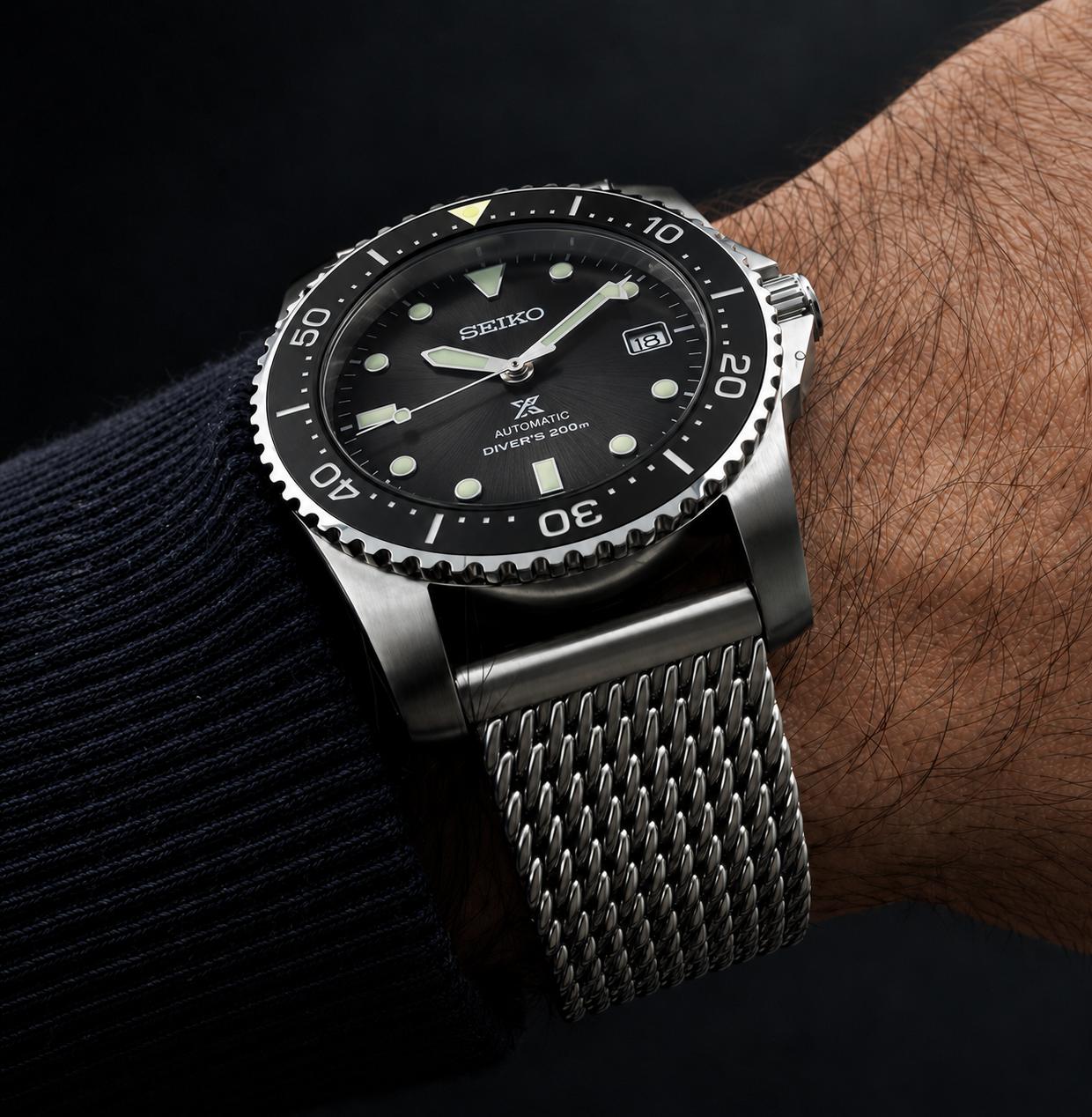 Premium Bracelet Acier 316L pour Seiko en Maille Milanais - Boucle Déployante
