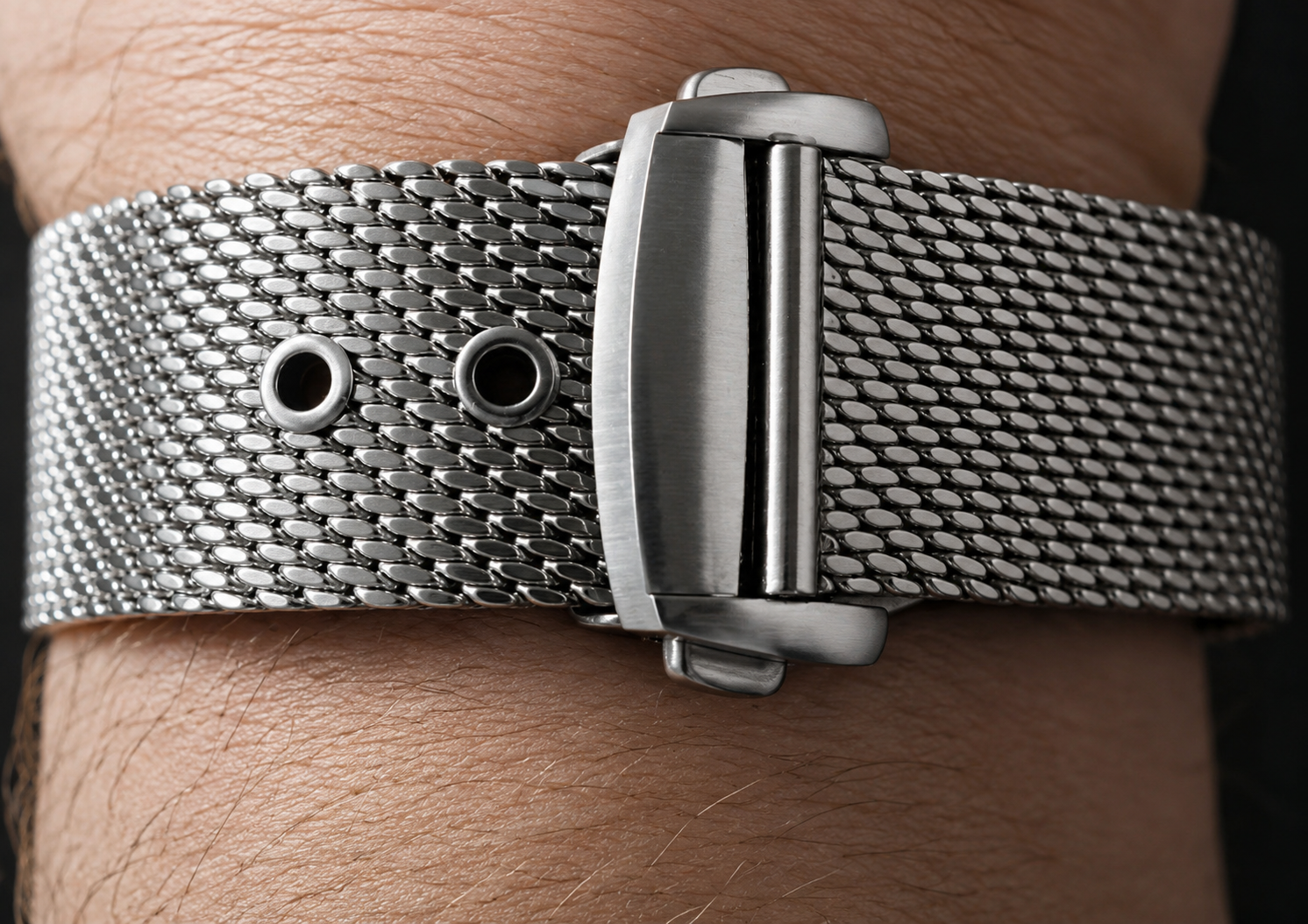 Bracelet Montre Milanais Argent Ø 0,6mm - Style Omega / Boucle Déployante – Homme – Rapide / Universel