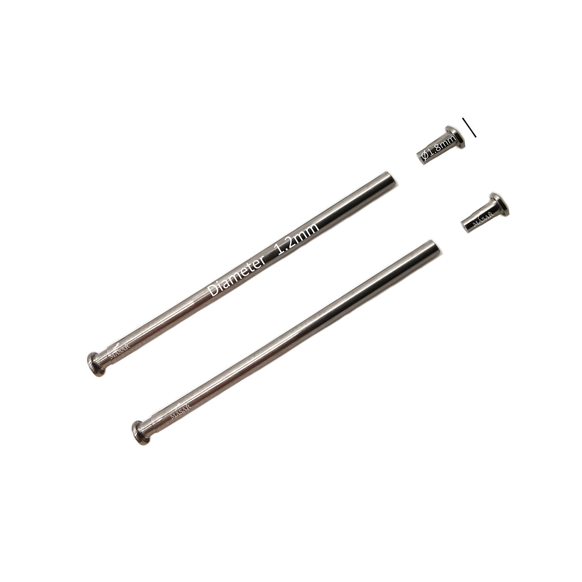 Nietstangen - 10mm bis 24mm Ø 1,2mm - Kopf H Ø 1,8mm - Uhrenarmbandverschluss - 2 Stück